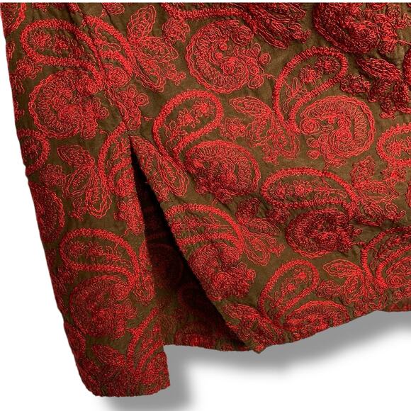 Y2K Vintage Johnny Was Paisley Print Tunic Top Red Boho Small Hippie Silk Blend - Picture 5 of 10